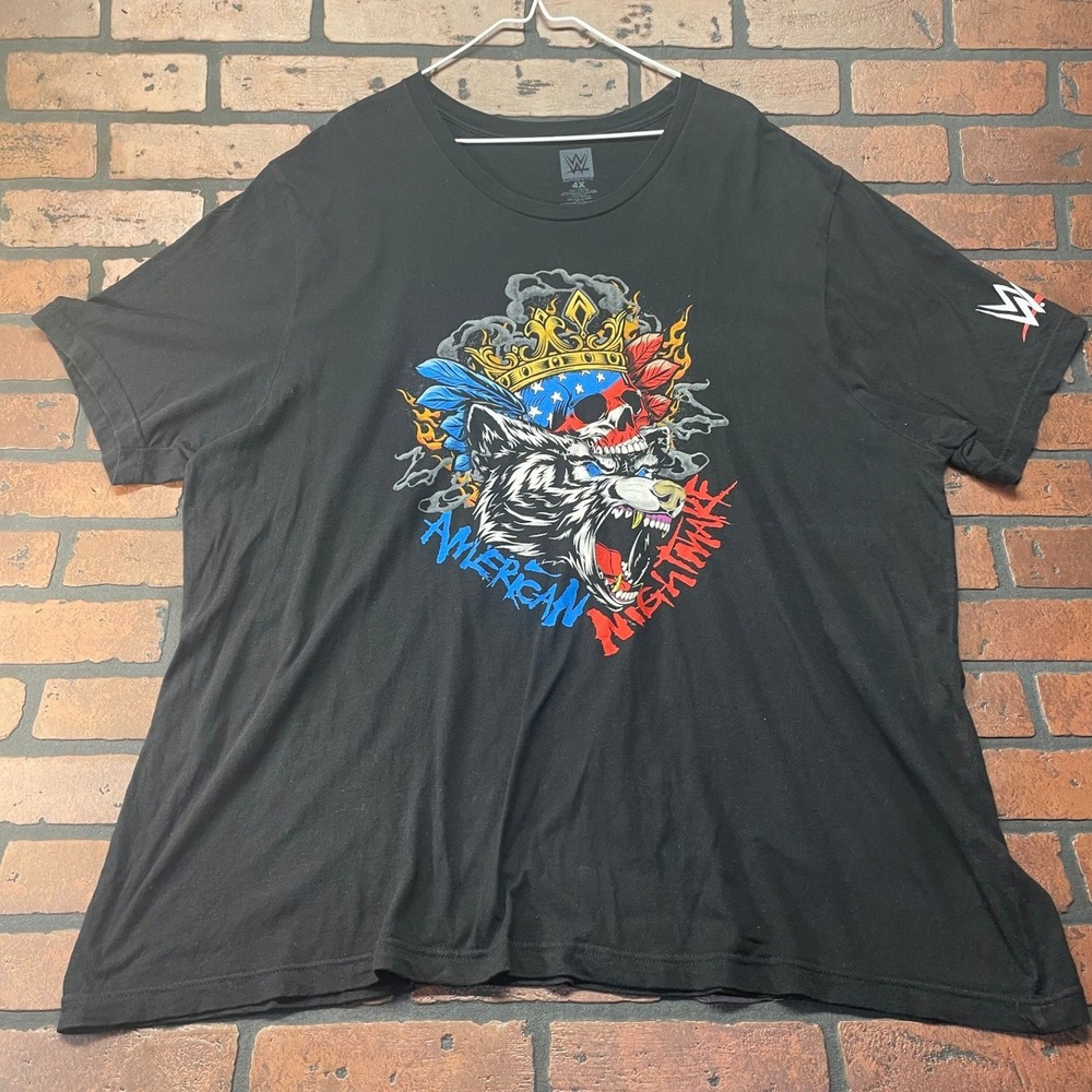 WWE American Nightmare Cody Rhodes 4X Black T-Shirt Bear Skull Flag Wings